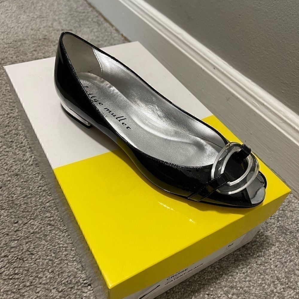 bettye muller patent black cruise slide size 36